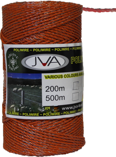 Electric Fence Poliwire / Poly Wire, 0.1”  diameter, 1640 foot roll - ORANGE or WHITE