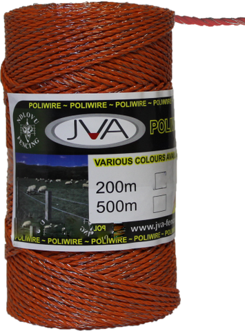 Electric Fence Poliwire / Poly Wire, 0.1”  diameter, 650 foot roll - ORANGE or WHITE